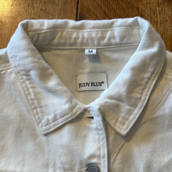 NWT Judy Blue White Denim Jacket Medium Cropped - Picture 9 of 14